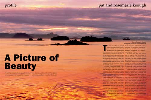 Keough photo of sunset from Five Finger Island, Alaska, from article in Outdoor Photographer Canada