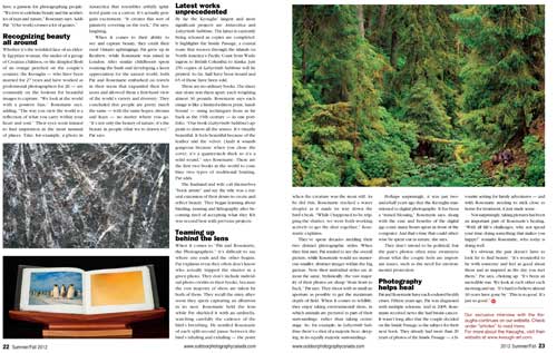 Pat and Rosemarie Keough page 2 of article in Outdoor Photographer Canada